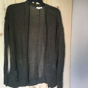 Olive green knit cardigan